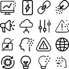 Aufkleber - Minimalist Stroke Style System Problem Alert Outline Icon Set