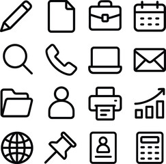 Poster - Simple Outline Business Office and Communication Icon Element Symbol Set