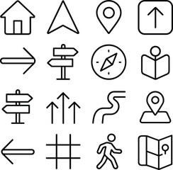 Poster - Line Art Navigation Icons Minimalist Style Design for Mobile and Web Application