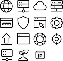 Fototapete - Outline Simple Style Digital Network Icon Collection Design Element