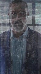 Poster - Animation of financial data processing over diverse business people in office