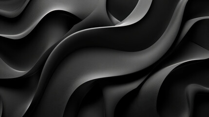 Poster - Smooth black surface with soft curved shapes creating abstract design, evoking sense of elegance and modernity. interplay of light and shadow enhances visual depth