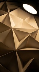 Poster - Abstract geometric pattern of folded paper triangles illuminated with a soft light