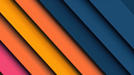 Poster - Bold diagonal stripes in vibrant colors create dynamic and modern abstract design. interplay of orange, pink, yellow, and blue evokes sense of energy and creativity