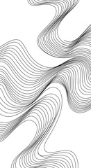 Poster - Abstract wave pattern with black lines on white background creating dynamic movement flowing