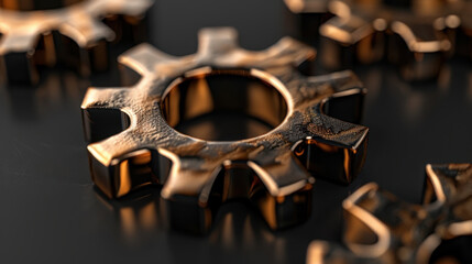 Poster - Abstract gears interlocking with soft shadows create visually striking composition, showcasing intricate details and polished metallic finish that evokes sense of precision and craftsmanship