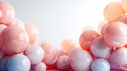 Poster - Soft pastel spheres create whimsical and playful atmosphere, blending shades of pink, peach, and lavender. arrangement evokes sense of joy and creativity, perfect for various design projects