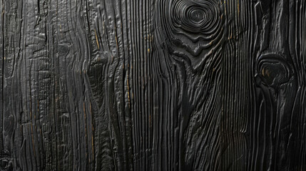 Poster - Black wood grain texture background with subtle gloss creates striking visual appeal. intricate patterns and deep tones evoke sense of elegance and sophistication