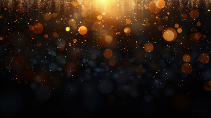 Poster - Blurred golden sparkle texture with festive glow creates magical atmosphere, perfect for celebrations and special occasions. shimmering lights add warmth and joy to any setting