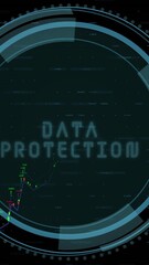 Leinwandbilder - Animation of multiple graphs over data protection text, shield in circles against changing numbers