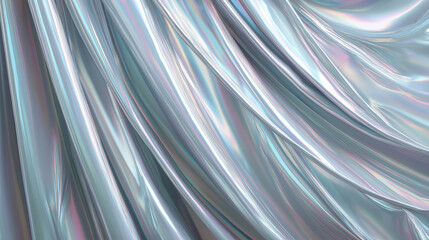 Poster - Shimmering iridescent fabric draped elegantly in soft folds and waves