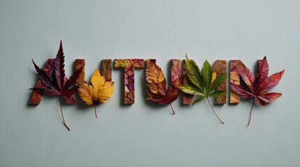 Poster - Autumn leaves spelling the word 
