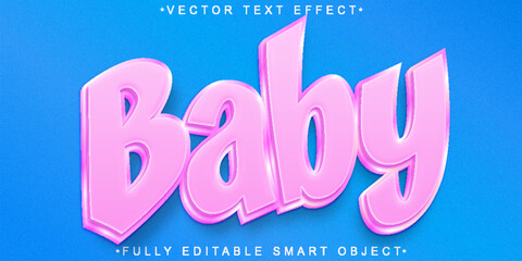 Poster -  Adorable Sweet Baby Cute Soft Infant Love Style Design Vector Fully Editable Smart Object Text Effect