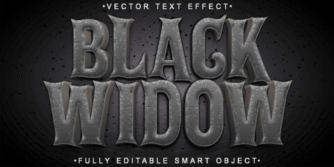 Poster -  Dark Deadly Black Widow Spider Venom Fear Style Design Vector Fully Editable Smart Object Text Effect