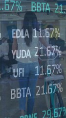 Poster - Animation of financial data processing over diverse business people in office