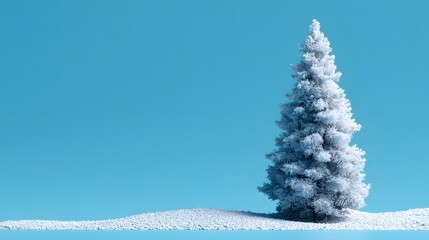 Poster - Snowy Christmas tree on a light blue background