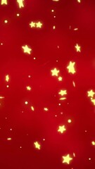 Poster - Animation of christmas baubles decoration and stars on red background