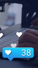 Aufkleber - Animation of social media data processing over caucasian man using computer