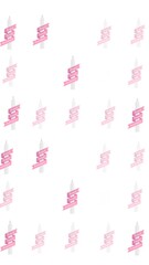 Poster - Animation of multiple pink ribbon logoglowing on white background