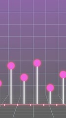 Poster - Bar chart with pink dots and lines, data analysis animation over grid background