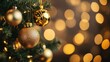 © Irfanan - Celebrate holiday hanging ornament on christmas tree with bokeh background at festive