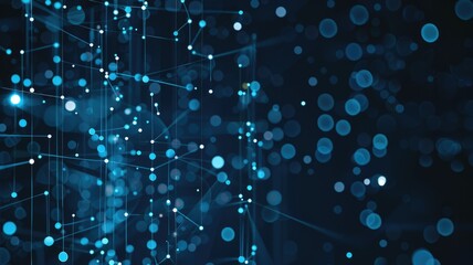 Fototapete - Abstract picture micro light sparkling particle represent data flow vivid flowing wave with high tech background, create digital effect scene perfect for energetic and fantasy wallpaper design. AIG53.