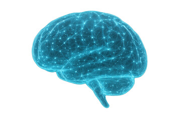 Poster - Neural network glowing blue, depicting advanced ai technology through intricate brain connectivity on transparent surface