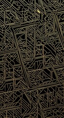 Poster - Elegant Golden Geometric Art Deco Pattern on Black Background for Sophisticated Design Projects