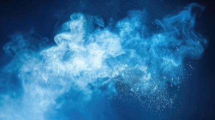 Poster - Wonderful picture of blue light of sparkling particles scattered across space background, create abstract bokeh effect perfect for designs that aim to evoke a sense of energetic and fantasy. AIG53.