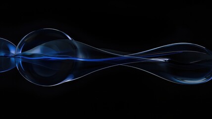 Poster - Abstract blue waves on a black background. Abstract image of digital blue glowing wave with black background. Motion shot of blue fluid flowing at dark backdrop. Digital art for design. AIG53.