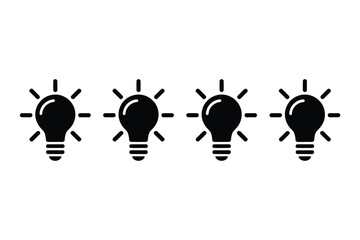 Poster - Four identical black light bulb icons arranged horizontally on a plain white background in a simple design