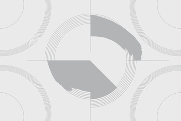 Poster - Abstract pattern featuring overlapping circles with grey brush stroke accents on white background