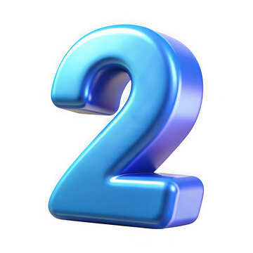 3d number two rendering isolated on black Isolated background