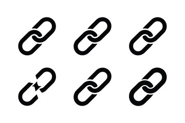 Poster - A collection of black chain link icons arranged in a grid pattern on a white background illustration