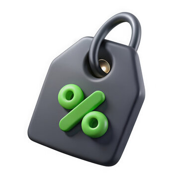 3d rendered percentage discount tag for sales promotions Isolated background