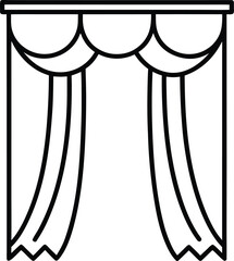Poster - Clean line art curtain icon for interior design and home decor