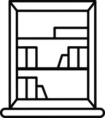 Poster - Clean line art bookshelf icon set for graphic design projects