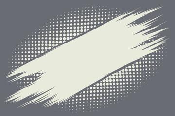 Poster - A graphic design featuring a halftone pattern with a diagonal brush stroke overlay on a gray background