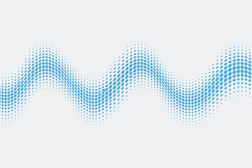 Poster - A wavy blue halftone pattern on a white background creating a dynamic and modern visual effect design