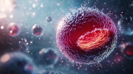 Poster - Close-Up View of Abstract Cell Structure Under Microscope with Vibrant Colors and Intricate Details 4k video footage