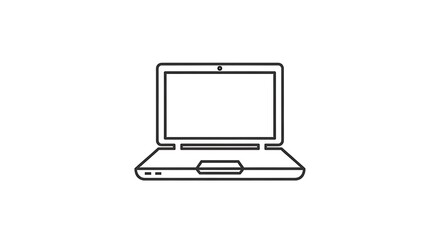 Poster - A simple line drawing of an open laptop on a white background with a blank screen display