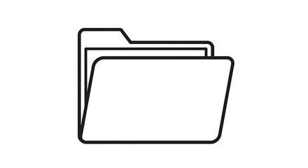 Poster - Illustration of an open folder with documents inside in black outline on a white background