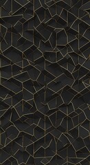 Poster - Abstract dark geometric background with gold outlines creating a modern pattern