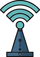 Poster - A stylized illustration of a Wi-Fi signal emitting from a small, conical antenna base.