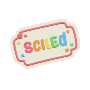 Colorful 3d rendered word sciled with hearts and stars isolated on transparent background