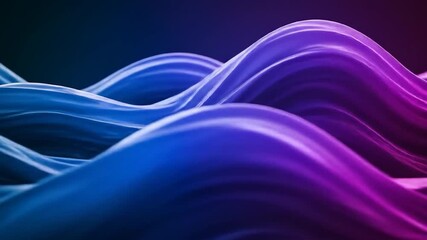 Wall Mural - Abstract Blue Purple Waves, Dark Background, Digital Art, Website Design