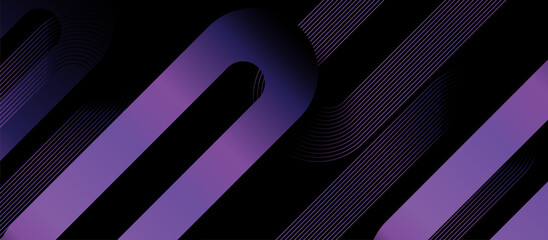 Leinwandbilder - Abstract digital purple round rectangle background. Geometric sphere white stripe line design for banner, brochure, poster, cover, website, and header