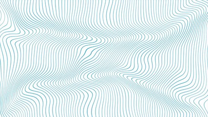 Poster - Abstract warped wavy blue teal lines tech minimal background. Seamless looping geometric pattern motion design. Video animation Ultra HD 4K 3840x2160