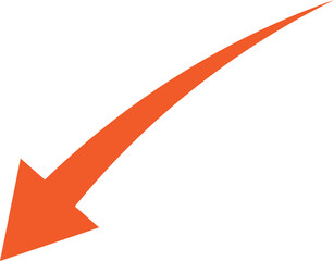 Poster - Bright orange arrow pointing downward against black background
