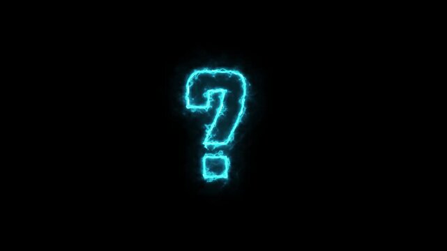 Question Mark Icon Neon Style Animation. Question mark sign animation. Neon colored digital 3D big question rotating.